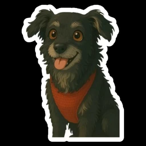 Ilustración de un perro con pañoleta roja
